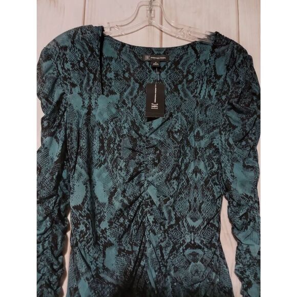 INC Shirt Ladies Medium Turquoise Black Snake‎ Skin Print - Picture 3 of 7